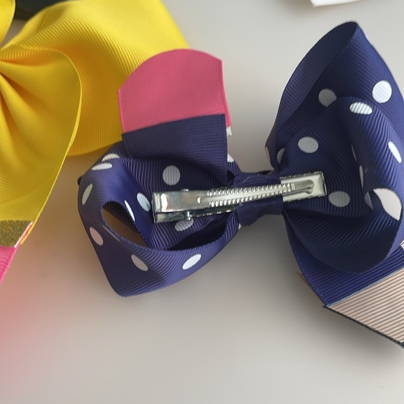 Back to School Pencil Girl Hair Bow Clip and Ponytail Set of 2 - Picture 5 of 5
